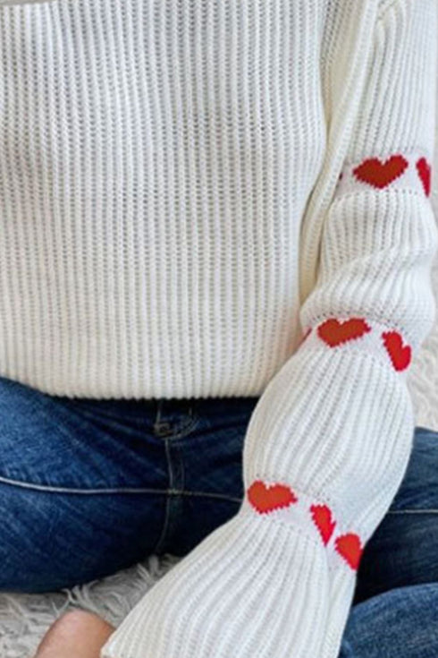 'Marigold' Heart Pattern Knit Sweater - Celes Fashion